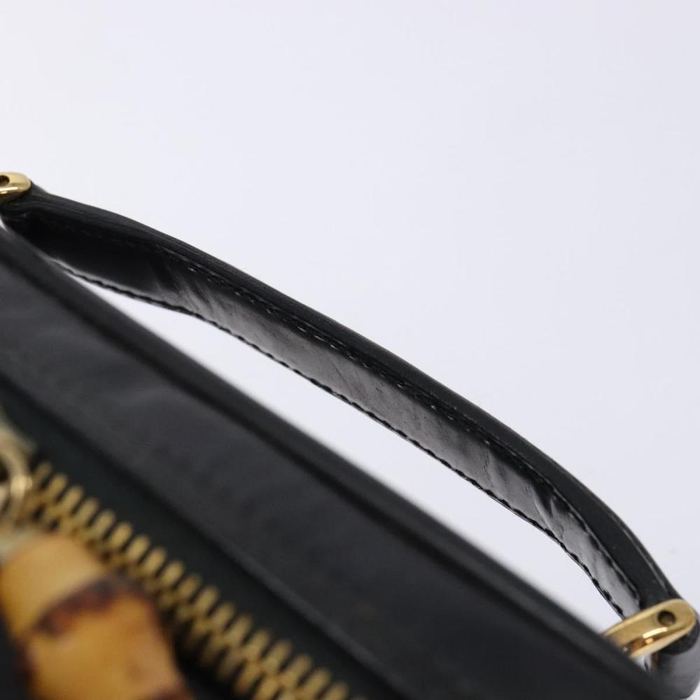 GUCCI Bamboo Vanity Hand Bag Patent leather Navy Gold 032 1705 0151 Auth 139591 - Picture 8 of 16